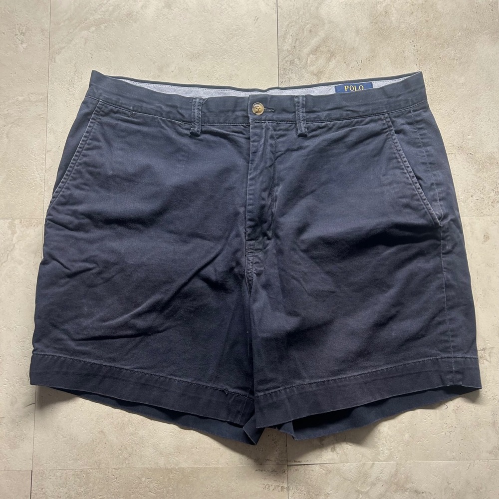 Polo Ralph Lauren Chino Shorts Navy Blue Mens 34 Stretch Classic Fit Casual